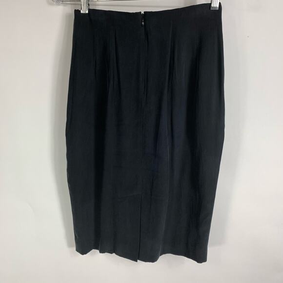 Black 100% Silk Pleated Waist Skirt Sz 4 P - Picture 2 of 6